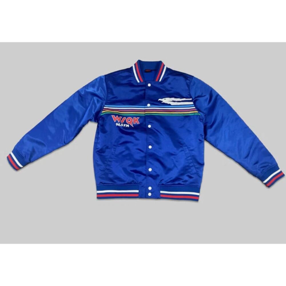 Men's Stranger Things WSQK Satin Bomber Jacket Large NWT